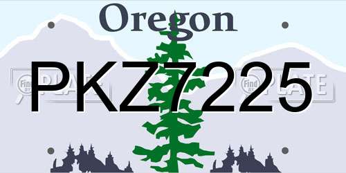 PKZ7225 Oregon License Plate