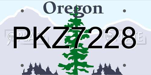PKZ7228 Oregon License Plate