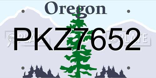 PKZ7652 Oregon License Plate