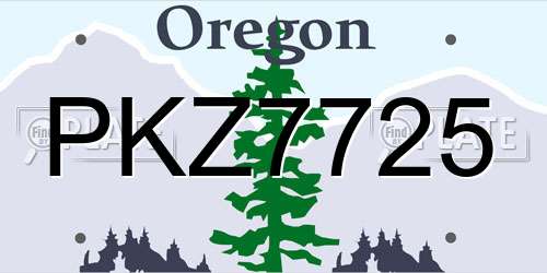 PKZ7725 Oregon License Plate