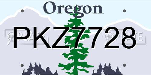 PKZ7728 Oregon License Plate