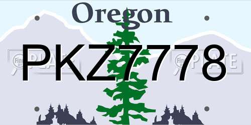 PKZ7778 Oregon License Plate