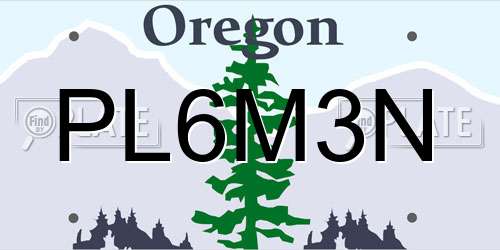 PL6M3N Oregon License Plate
