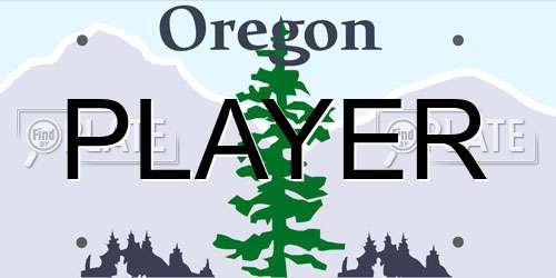 PLAYER Oregon License Plate