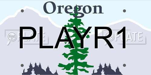 PLAYR1 Oregon License Plate