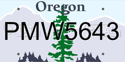 PMW5643 Oregon License Plate