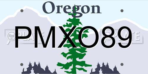 PMXO89 Oregon License Plate