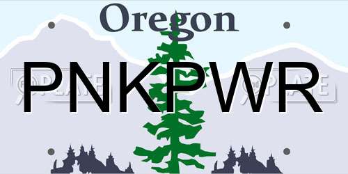 PNKPWR Oregon License Plate