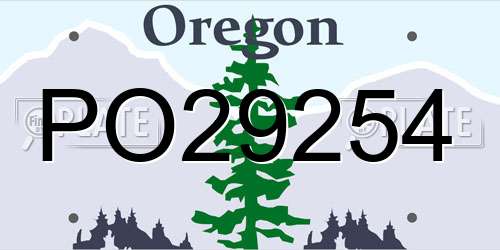 PO29254 Oregon License Plate