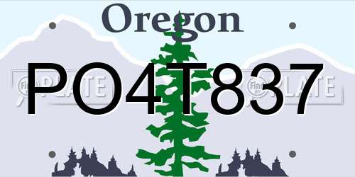 PO4T837 Oregon License Plate
