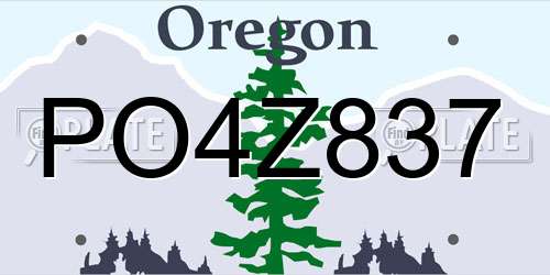 PO4Z837 Oregon License Plate