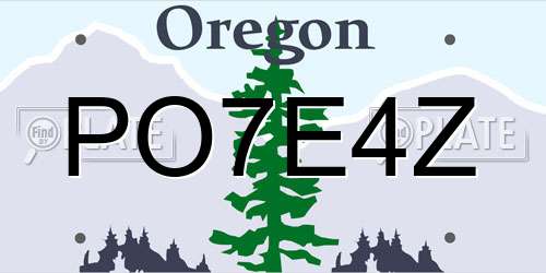 PO7E4Z Oregon License Plate