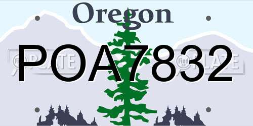 POA7832 Oregon License Plate