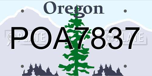 POA7837 Oregon License Plate
