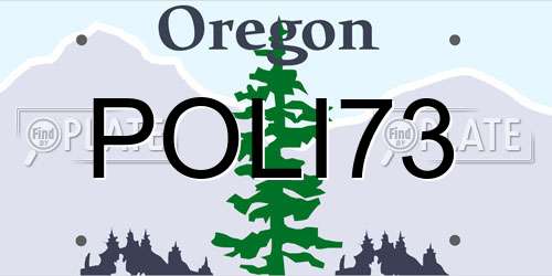 POLI73 Oregon License Plate