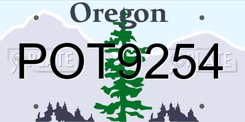 POT9254 Oregon License Plate