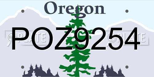 POZ9254 Oregon License Plate