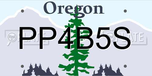 PP4B5S Oregon License Plate