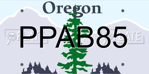 PPAB85 Oregon License Plate