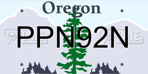 PPN92N Oregon License Plate