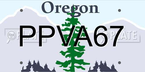 PPVA67 Oregon License Plate