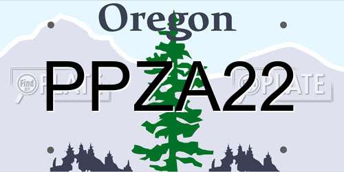 PPZA22 Oregon License Plate
