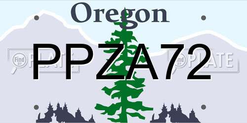 PPZA72 Oregon License Plate