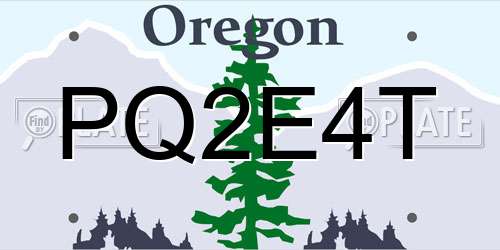PQ2E4T Oregon License Plate