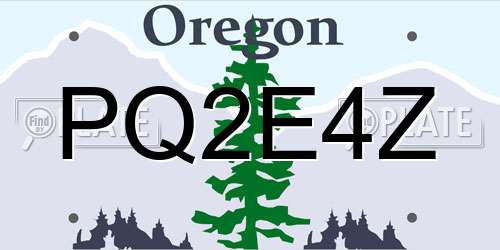 PQ2E4Z Oregon License Plate