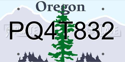PQ4T832 Oregon License Plate