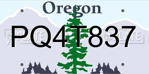 PQ4T837 Oregon License Plate