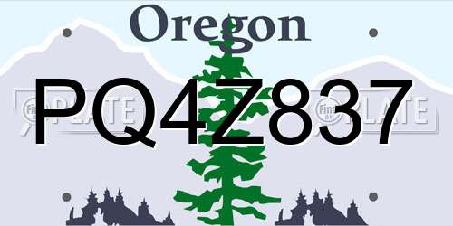 PQ4Z837 Oregon License Plate