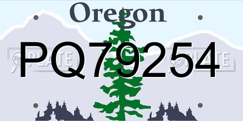 PQ79254 Oregon License Plate