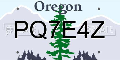 PQ7E4Z Oregon License Plate