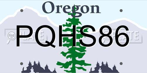 PQHS86 Oregon License Plate