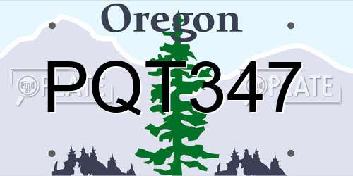 PQT347 Oregon License Plate