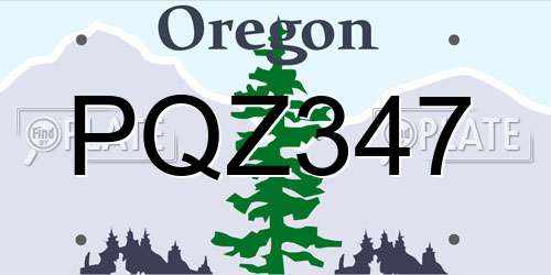 PQZ347 Oregon License Plate