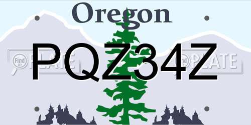 PQZ34Z Oregon License Plate