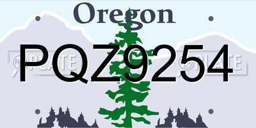 PQZ9254 Oregon License Plate