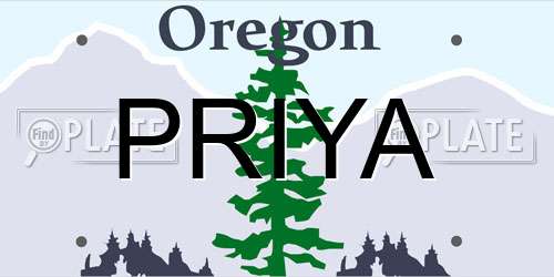 PRIYA Oregon License Plate