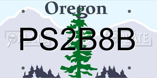 PS2B8B Oregon License Plate