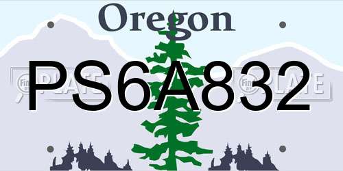 PS6A832 Oregon License Plate