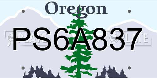 PS6A837 Oregon License Plate