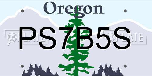 PS7B5S Oregon License Plate