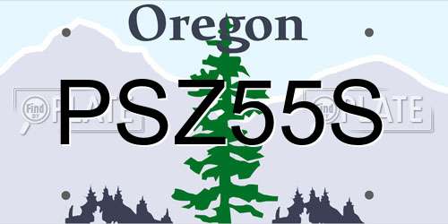 PSZ55S Oregon License Plate