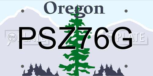 PSZ76G Oregon License Plate