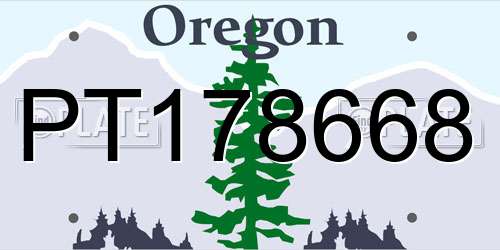 PT178668 Oregon License Plate