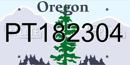 PT182304 Oregon License Plate