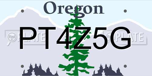 PT4Z5G Oregon License Plate