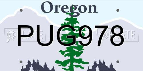 PUG978 Oregon License Plate